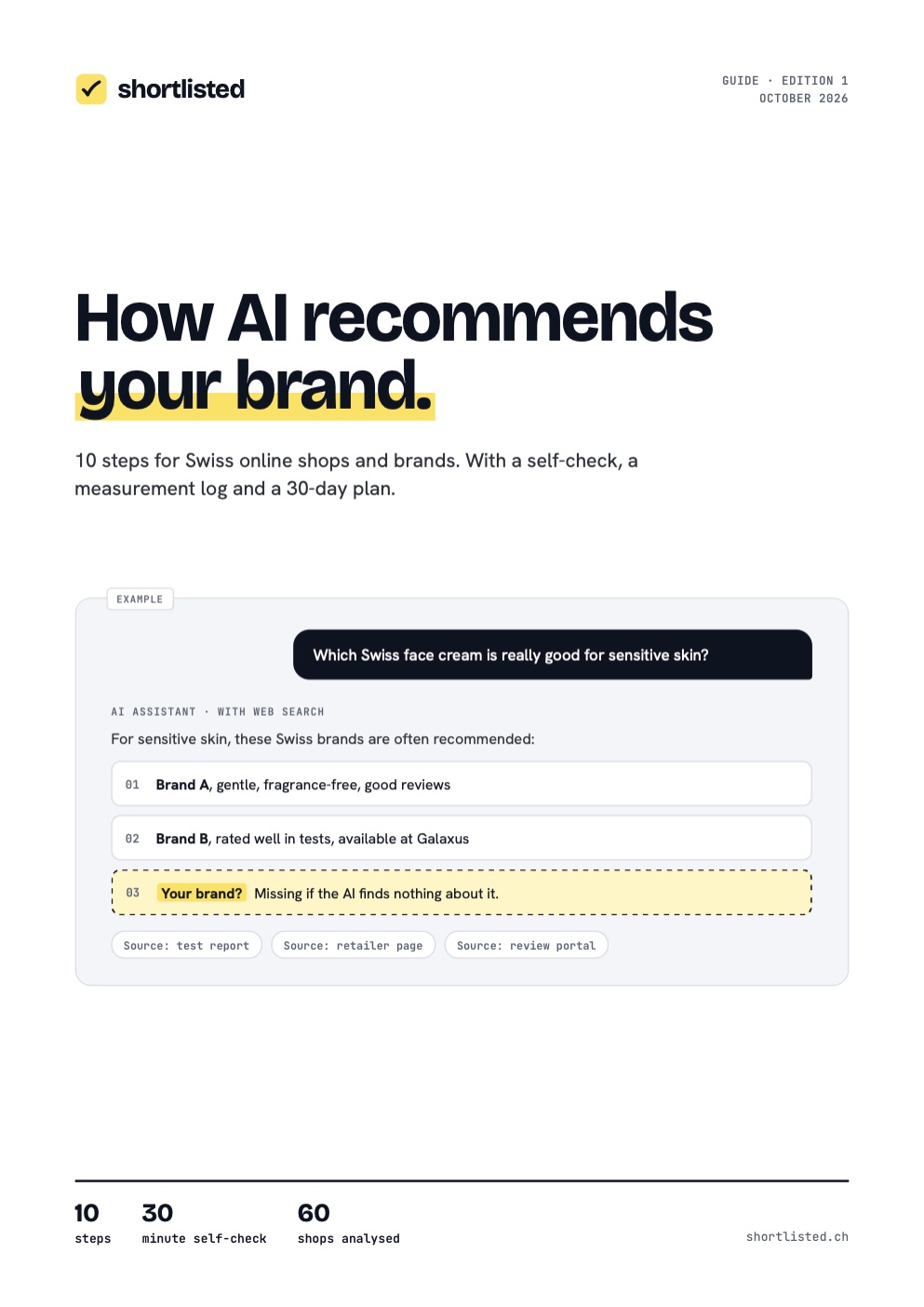 Cover of the guide “How AI recommends your brand”