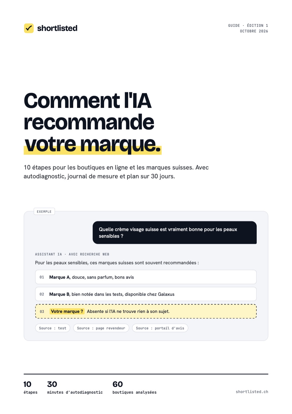 Couverture du guide «Comment l'IA recommande votre marque»