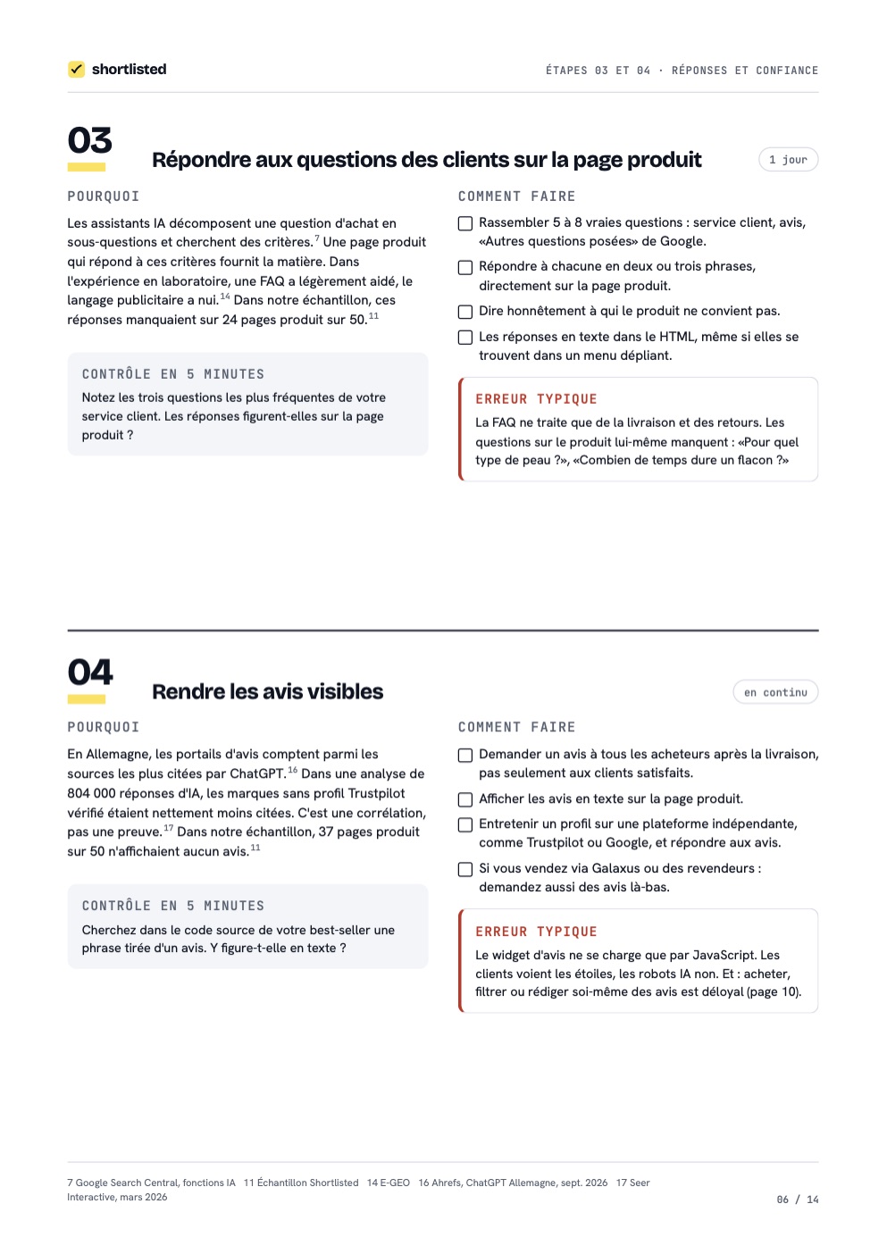 Page 6 : Répondre aux questions des clients et rendre les avis visibles