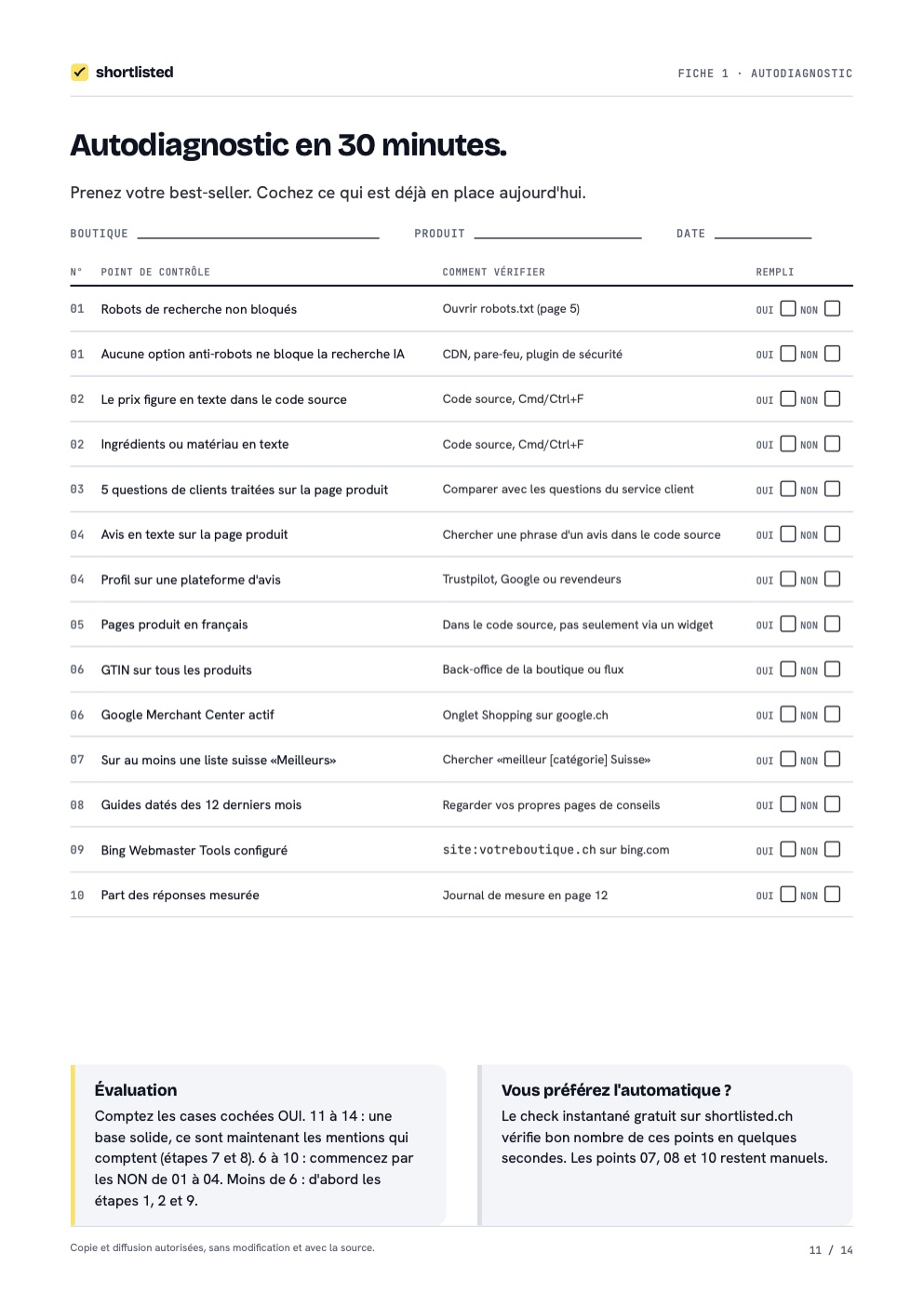 Page 11 : Autodiagnostic en 30 minutes