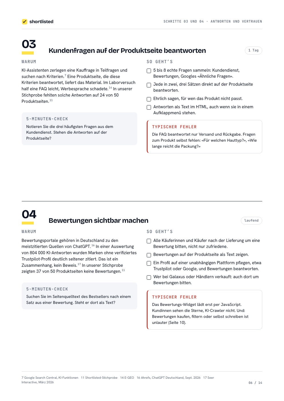 Seite 6: Kundenfragen beantworten und Bewertungen sichtbar machen